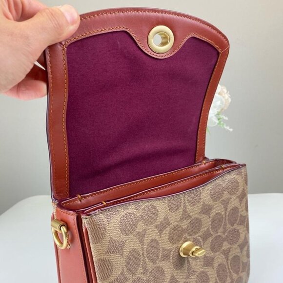 Coach 89089 Signature Canvas Cassie Crossbody 19 in Tan Rust - Picture 10 of 13